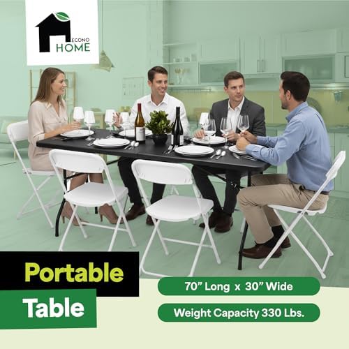 Black 6ft Folding Table with Handle | Heavy-Duty Foldable Table | Portable Table for Indoor & Outdoor Use |, alternate view 3