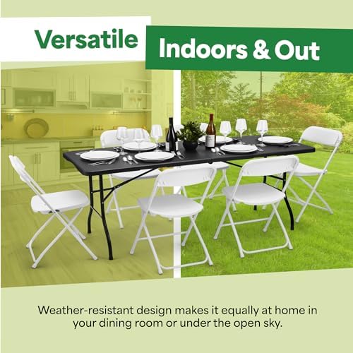Black 6ft Folding Table with Handle | Heavy-Duty Foldable Table | Portable Table for Indoor & Outdoor Use |, alternate view 7