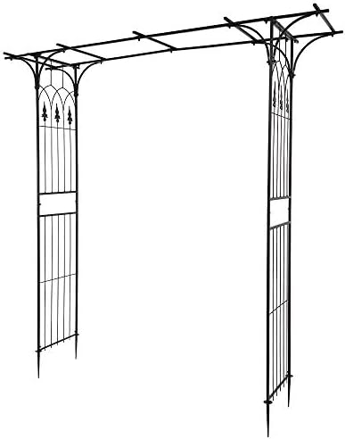 Black 7FT Steel Garden Arch Trellis for Climbing Vines & Roses