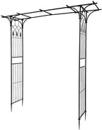 Black 7FT Steel Garden Arch Trellis for Climbing Vines & Roses