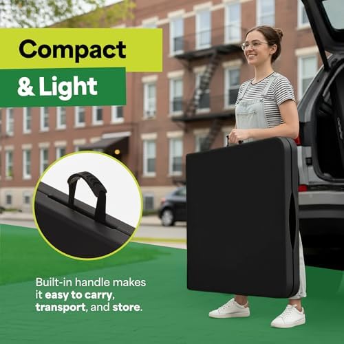 Black 8ft Folding Table with Handle | Heavy-Duty Foldable Table | Portable Table for Indoor & Outdoor Use |, alternate view 5