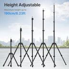 Black Aluminum Light Stand, 6.32ft Extendable Tripod for Strobe Lights, Webcams, Cameras & Softboxes, alternate view 2