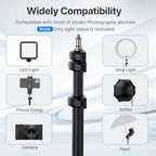 Black Aluminum Light Stand, 6.32ft Extendable Tripod for Strobe Lights, Webcams, Cameras & Softboxes, alternate view 4
