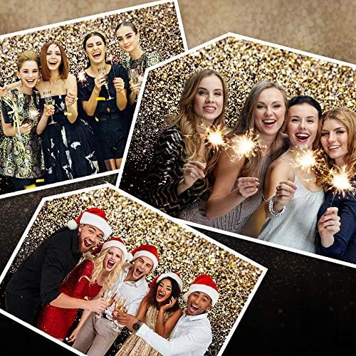 Black and Gold Backdrop Gold Spots Backdrop Vinyl Photography Backdrop Vintage Background for Family Birthday, alternate view