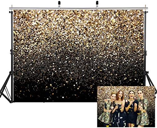 Black and Gold Backdrop Gold Spots Backdrop Vinyl Photography Backdrop Vintage Background for Family Birthday, alternate view