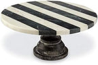 Black and White Marble Cake Pedestal in White, Black