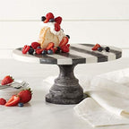 Black and White Marble Cake Pedestal in White, Black, alternate view 2