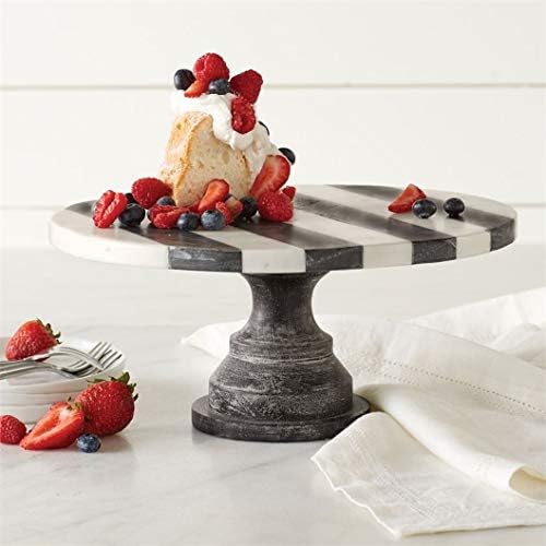 Black and White Marble Cake Pedestal in White, Black, alternate view 2