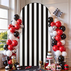 Black and White Striped Arch Backdrop Cover 6 FT Birthday Party Balloon Black Striped Arch Covers Stretchy, alternate view 2