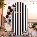 Black and White Striped Arch Backdrop Cover 7.2 FT Birthday Party Balloon Black Striped Arch Covers Stretchy