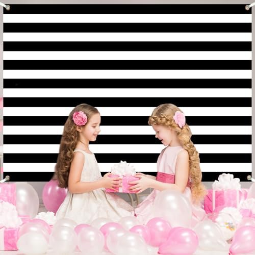 Black and White Striped Wall Backdrop 10x6 FT Adult Kind Party Decorations Photography Background Event Decor, alternate view