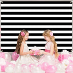 Black and White Striped Wall Backdrop 10x6 FT Adult Kind Party Decorations Photography Background Event Decor, alternate view