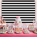 Black and White Striped Wall Backdrop 10x6 FT Adult Kind Party Decorations Photography Background Event Decor, alternate view
