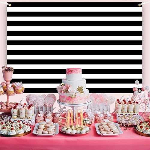 Black and White Striped Wall Backdrop 10x6 FT Adult Kind Party Decorations Photography Background Event Decor, alternate view