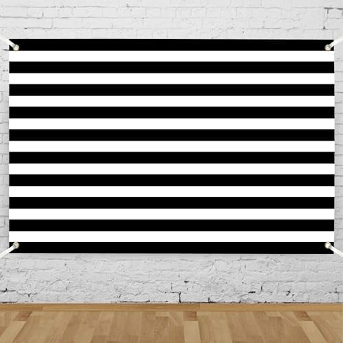 Black and White Striped Wall Backdrop 10x8 FT Adult Kind Party Decorations Photography Background Event Decor