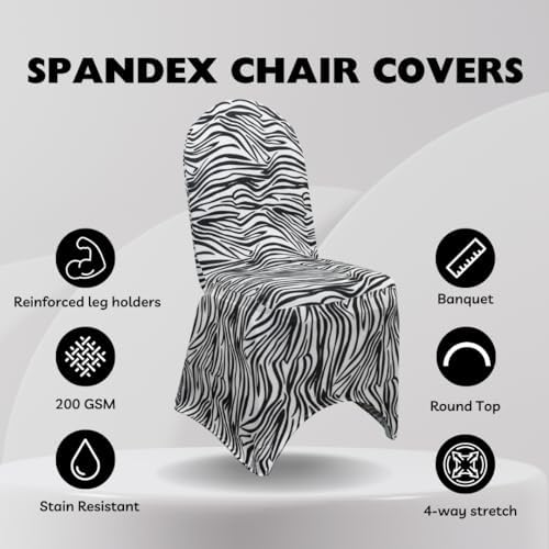 Black and White Zebra Stretch Spandex Banquet Chair Cover - Wedding Slip Covers Premium Quality Cover, alternate view 3