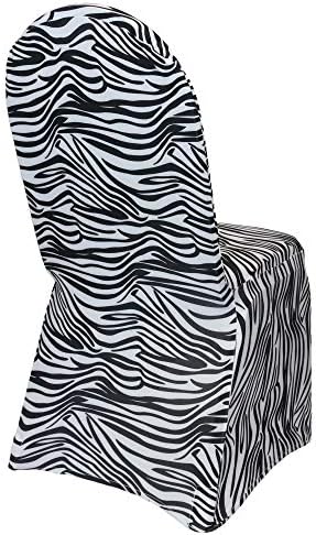 Black and White Zebra Stretch Spandex Banquet Chair Cover - Wedding Slip Covers Premium Quality Cover, alternate view 5