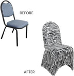 Black and White Zebra Stretch Spandex Banquet Chair Cover - Wedding Slip Covers Premium Quality Cover, alternate view 7