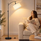 Black Arc Floor Lamp 55-63" Adjustable, 3 Color 9W LED Bulb Included, alternate view 2
