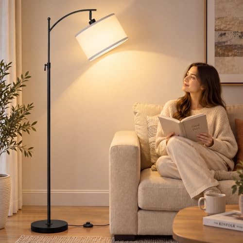 Black Arc Floor Lamp 55-63" Adjustable, 3 Color 9W LED Bulb Included, alternate view 2