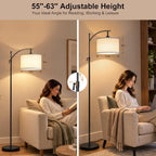Black Arc Floor Lamp 55-63" Adjustable, 3 Color 9W LED Bulb Included, alternate view 3