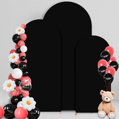 Black Arch Backdrop Cover 4FT 5FT 6FT Wedding Arch Covers Stretchy Backdrop Set of 3 for Baby Shower Birthday