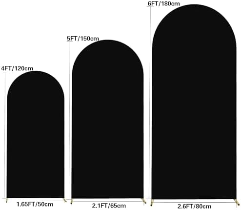 Black Arch Backdrop Cover 4FT 5FT 6FT Wedding Arch Covers Stretchy Backdrop Set of 3 for Baby Shower Birthday, alternate view