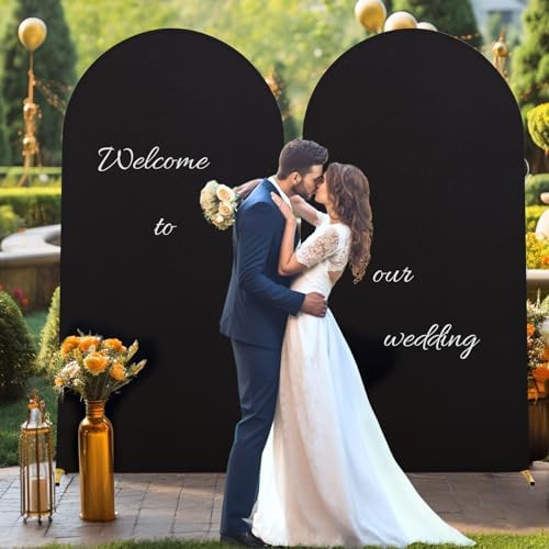 Black Arch Backdrop Cover 7.2FT Spandex Fitted Wedding Arch Stand Covers Round Top Chiara Arch Covers Stretchy, alternate