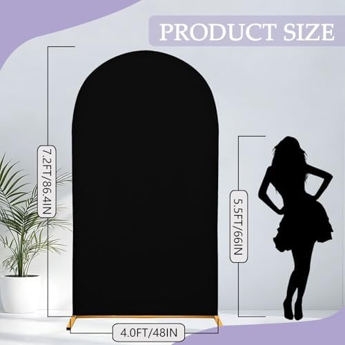 Black Arch Backdrop Cover 7.2FT Spandex Fitted Wedding Arch Stand Covers Round Top Chiara Arches Backdrop Cover, alternate