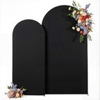 Black Arch Backdrop Cover for Wedding, Set of 2 Stretchy Spandex Fitted Arch Stand Cover for Baby Shower