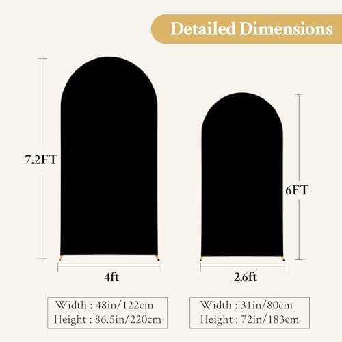 Black Arch Backdrop Cover for Wedding, Set of 2 Stretchy Spandex Fitted Arch Stand Cover for Baby Shower, alternate view 5