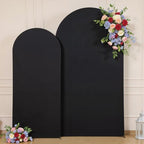 Black Arch Backdrop Cover for Wedding, Set of 2 Stretchy Spandex Fitted Arch Stand Cover for Baby Shower, alternate view 6