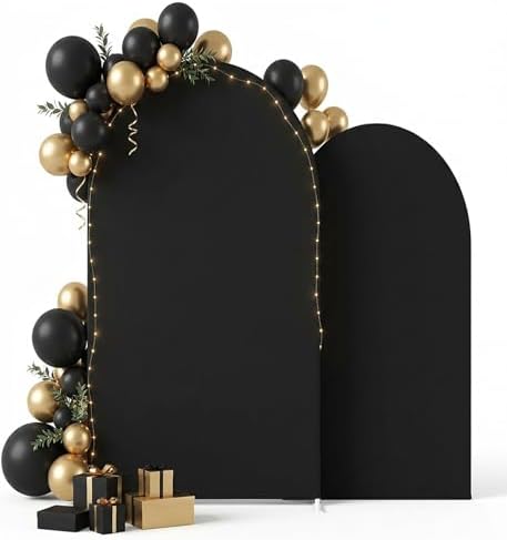 Black Arch Backdrop Cover Set of 2, 7.2FT& 6FT in 7.2FT/6FT in Black