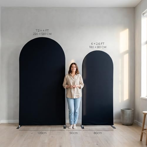Black Arch Backdrop Cover Set of 2, 7.2FT& 6FT in 7.2FT/6FT in Black, alternate view 5