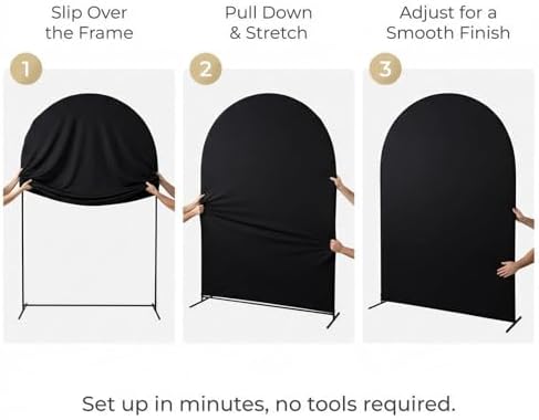 Black Arch Backdrop Cover Set of 2, 7.2FT& 6FT in 7.2FT/6FT in Black, alternate view 6