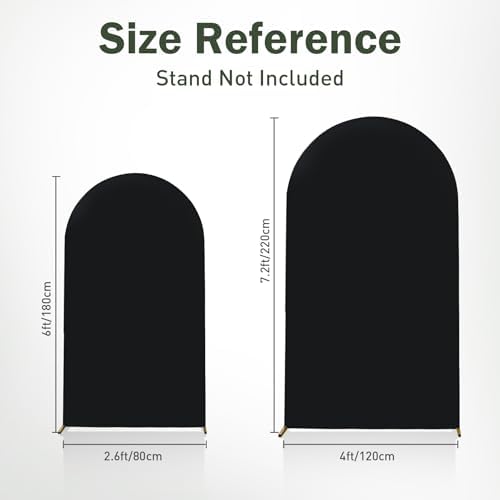 Black Arch Backdrop Cover Set of of 2, 7.2ft and 6ft Stretchy Spandex Fitted Wedding Arch Cover for Round Top, alternate view