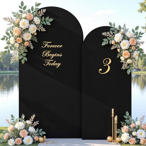 Black Arch Cover 7.2 and 6ft Black Arch Backdrop Cover Set of 2 Spandex Wedding Arch Stand Covers for Birthday, alternate