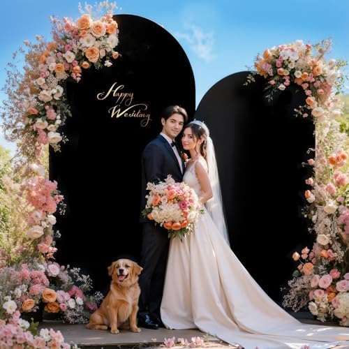 Black Arch Cover 7.2 and 6ft Black Arch Backdrop Cover Set of 2 Spandex Wedding Arch Stand Covers for Birthday, alternate