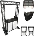 Black Arch Truss Combo Kit 7.6 ft. Height 5 ft. Width+DJ Facade W/40"x20" table Heavy-Duty Truss and B/W DJ