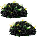 Black Artificial Flowers, Fake Rose Bouquet Arrangement, 2 Pcs in Black