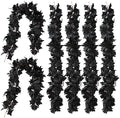 Black Artificial Maple Leaf Garland - 6PCS 5.6Ft Halloween Decor, Gothic Fall Vines for Front Porch