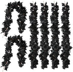 Black Artificial Maple Leaf Garland - 6PCS 5.6Ft Halloween Decor, Gothic Fall Vines for Front Porch