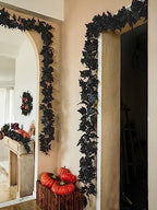 Black Artificial Maple Leaf Garland - 6PCS 5.6Ft Halloween Decor, Gothic Fall Vines for Front Porch, alternate view 6