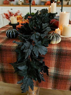 Black Artificial Maple Leaf Garland - 6PCS 5.6Ft Halloween Decor, Gothic Fall Vines for Front Porch, alternate view 7