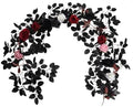 Black Artificial Roses Garland,5.9 FT Fake Halloween Garlands