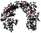 Black Artificial Roses Garland,5.9 FT Fake Halloween Garlands