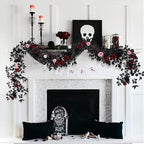 Black Artificial Roses Garland,5.9 FT Fake Halloween Garlands, alternate view 2