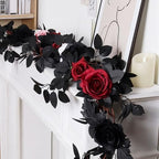 Black Artificial Roses Garland,5.9 FT Fake Halloween Garlands, alternate view 3