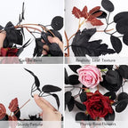 Black Artificial Roses Garland,5.9 FT Fake Halloween Garlands, alternate view 5