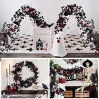 Black Artificial Roses Garland,5.9 FT Fake Halloween Garlands, alternate view 6